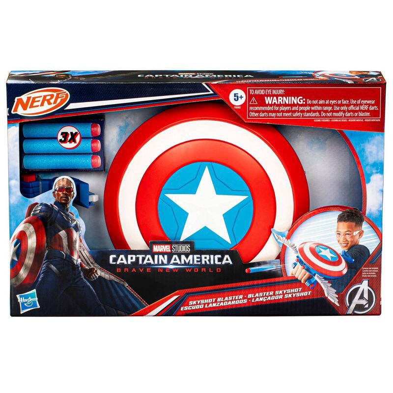 slide 2 of 10, Captain America Brave New World NERF Skyshot Blaster, 1 ct