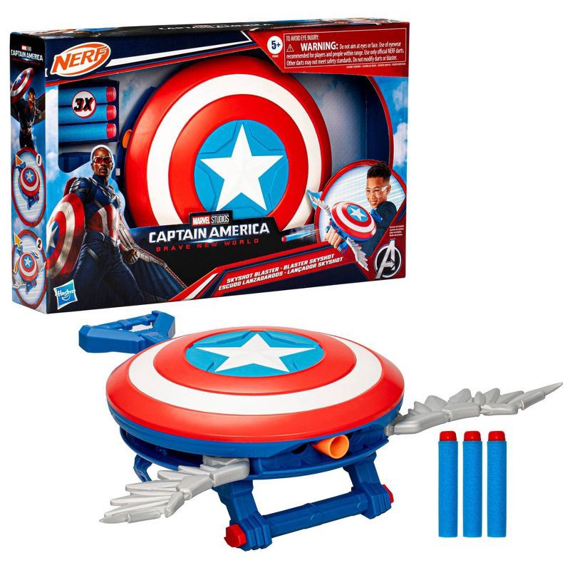 slide 3 of 10, Captain America Brave New World NERF Skyshot Blaster, 1 ct