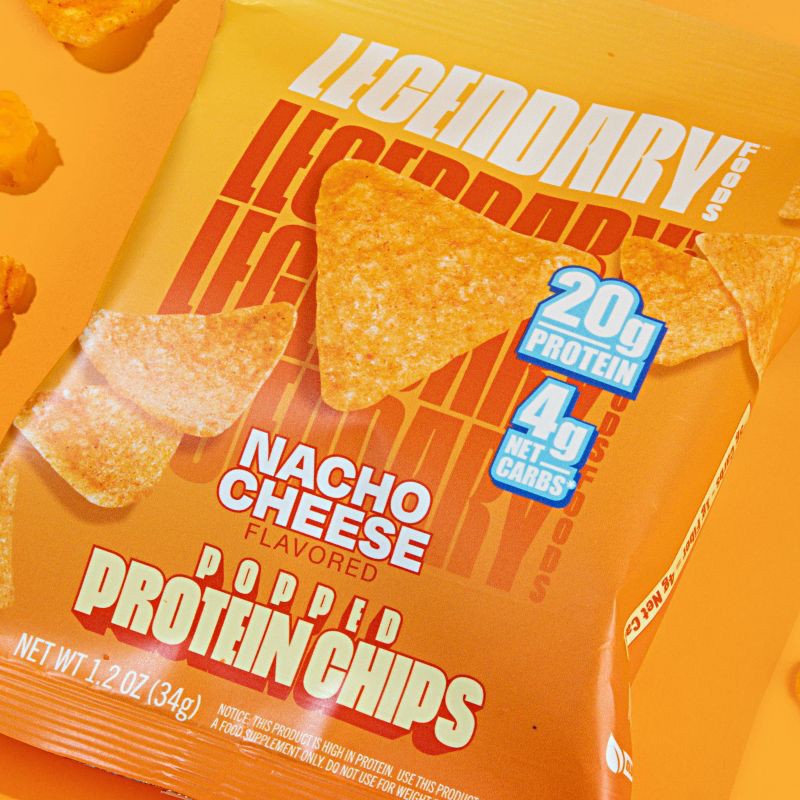 slide 5 of 5, Legendary Foods Gluten Free and Keto Friendly Popped Protein Chips - Nacho Cheese - 4.8oz/4ct, 4 ct; 4.8 oz