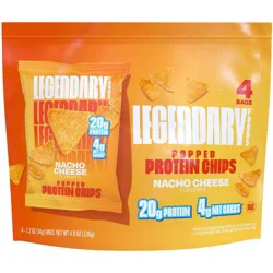 Legendary Foods Gluten Free and Keto Friendly Popped Protein Chips - Nacho Cheese - 4.8oz/4ct