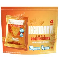 Legendary Foods Gluten Free and Keto Friendly Popped Protein Chips - Nacho Cheese - 5.1oz/4ct