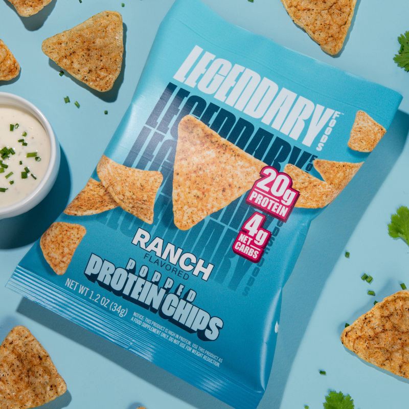 slide 2 of 5, Legendary Foods Gluten Free and Keto Friendly Popped Protein Chips - Ranch - 4.8oz/4ct, 4 ct; 4.8 oz