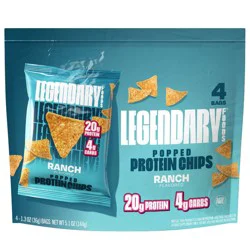 Legendary Foods Gluten Free and Keto Friendly Popped Protein Chips - Ranch - 5.1oz/4ct