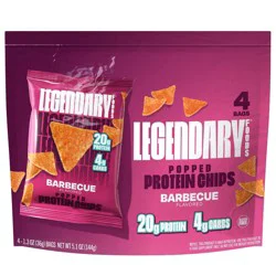 Legendary Foods Gluten Free and Keto Friendly Popped Protein Chips - BBQ - 5.1oz/4ct