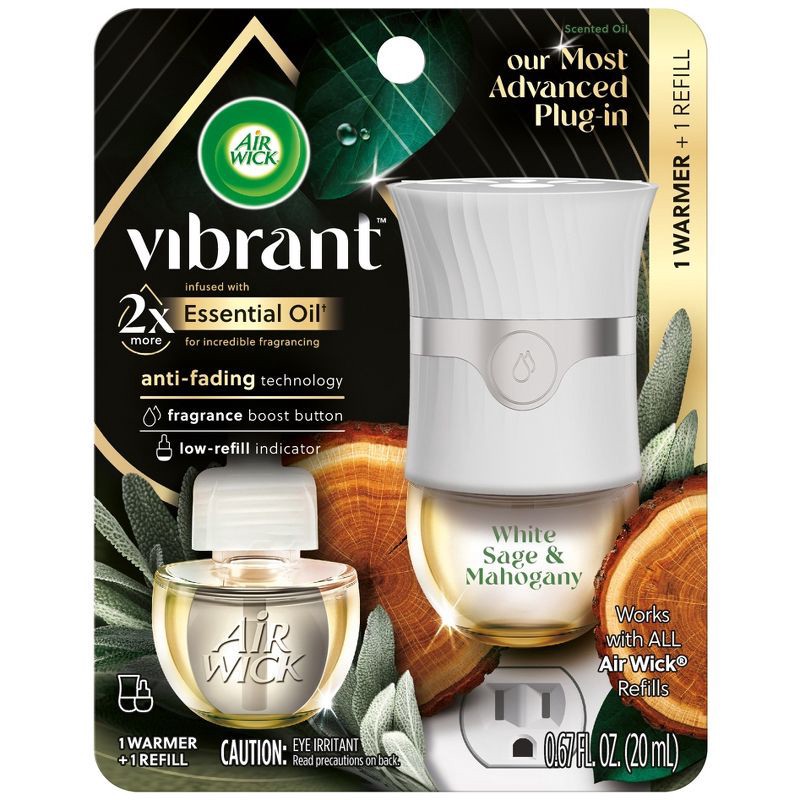 slide 2 of 9, Air Wick Scented Oil Air Freshener - White Sage & Mahogany 1 Warmer + 1 Refill - 2ct, 2 ct