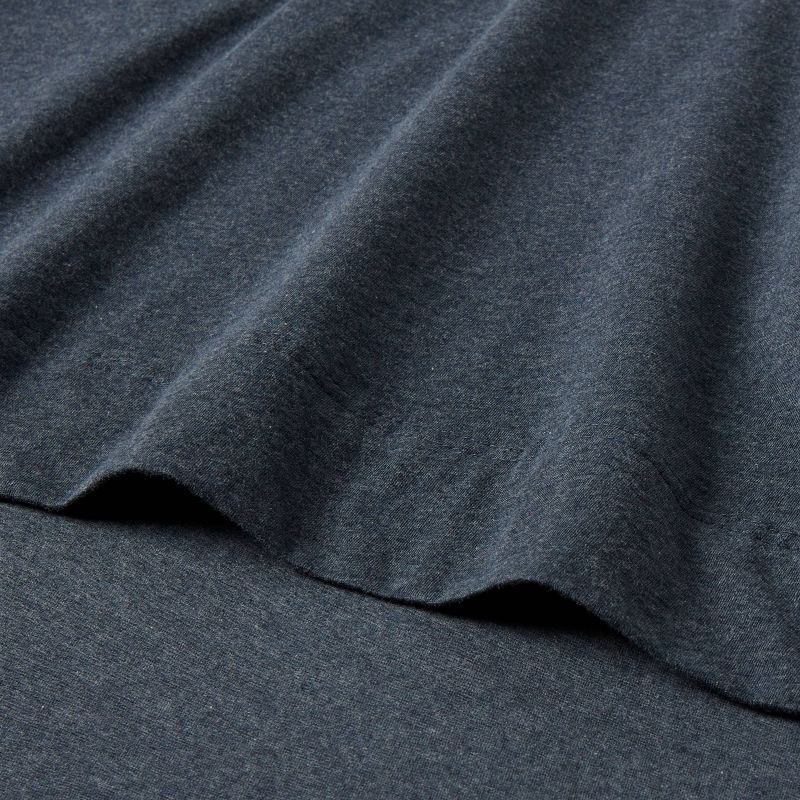 slide 3 of 3, Standard Cotton Jersey Pillowcase Blue Heather - Threshold™: Machine Washable, 2-Pack, End Closure, OEKO-TEX Certified, 1 ct