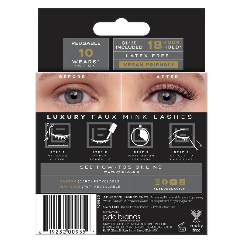 slide 6 of 6, Eylure Luxe Faux Mink Lavish False Eyelashes - 4pr, 1 ct