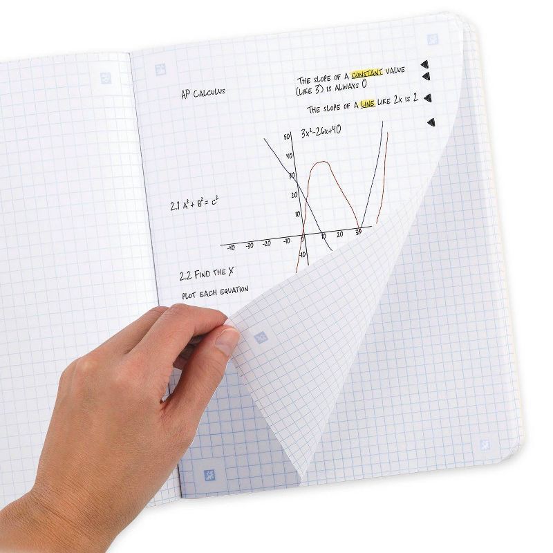 slide 5 of 8, Five Star 80pg Graph Composition Notebook 9.75"x7.5": Quad Ruled, Flexible Cover, Acid-Free, Multicolored, Adult Stationery, 1 ct