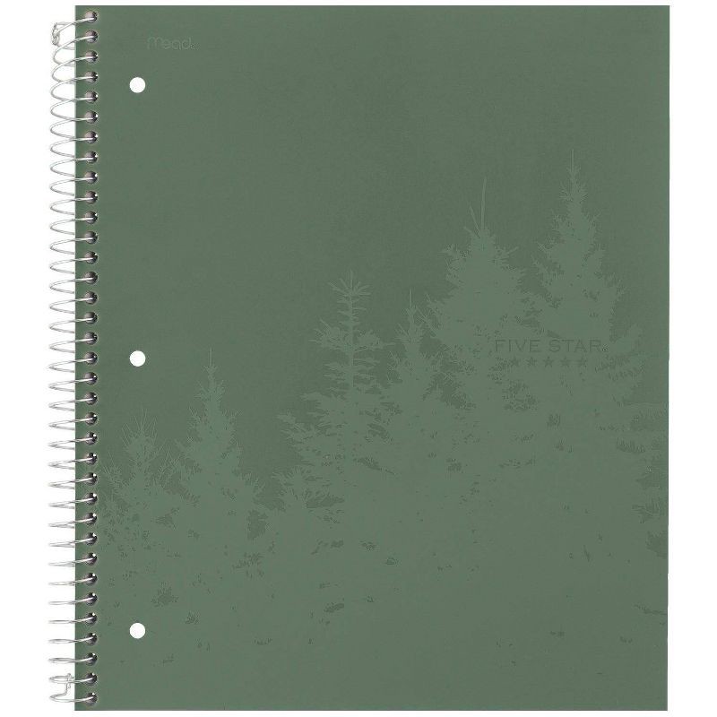 slide 2 of 6, Five Star 100g College Ruled Notebook 11"x9.75" Olympic Green: Spiral, Single Subject, 100 Pages, 3 Hole Punched, 100 gram