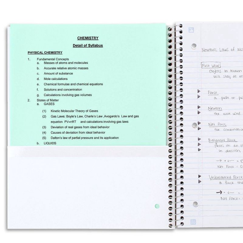 slide 4 of 6, Five Star 100g College Ruled Notebook 11"x9.75" Olympic Green: Spiral, Single Subject, 100 Pages, 3 Hole Punched, 100 gram