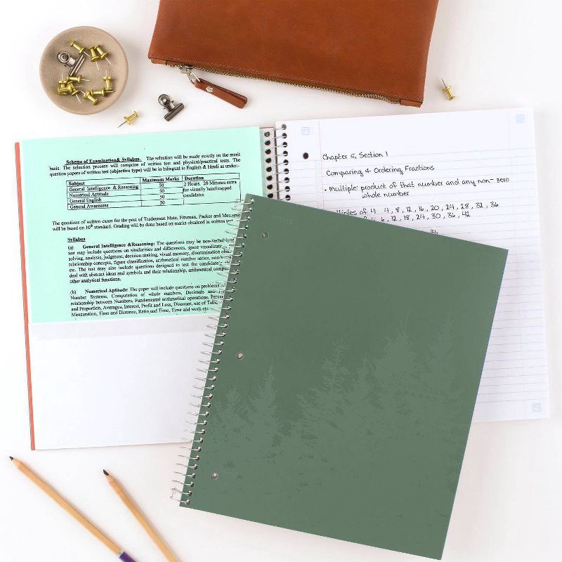 slide 6 of 6, Five Star 100g College Ruled Notebook 11"x9.75" Olympic Green: Spiral, Single Subject, 100 Pages, 3 Hole Punched, 100 gram