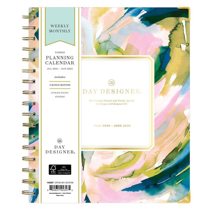 slide 3 of 14, Day Designer 2024-25 Weekly/Monthly Planner 9"x7" Wirebound Matte Day Dream: Adult Stationery, July-June, Multicolored, 1 ct