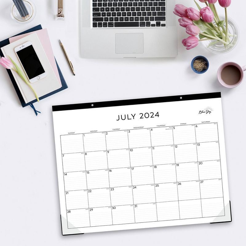 slide 2 of 3, Blue Sky 2024-25 Monthly Desk Pad 17"x22" White with Trim Tape Perforation: Large Desk Calendar July-June for Adults, 1 ct