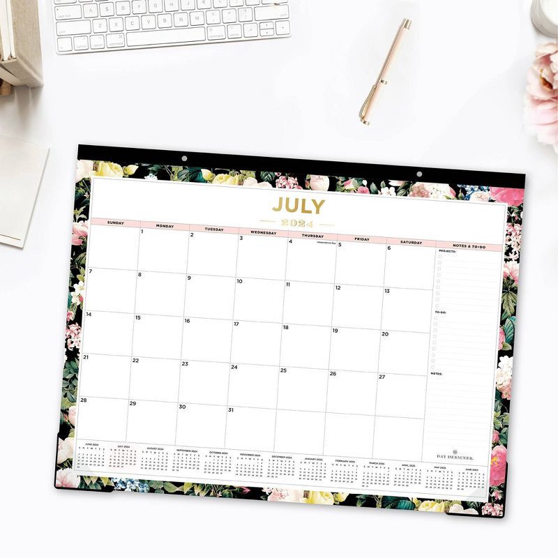 slide 2 of 3, Day Designer 2024-25 Monthly Desk Pad 17"x22" Trim Tape: Perforated Pages, Adult Desk Calendar, July-June Planner, 1 ct