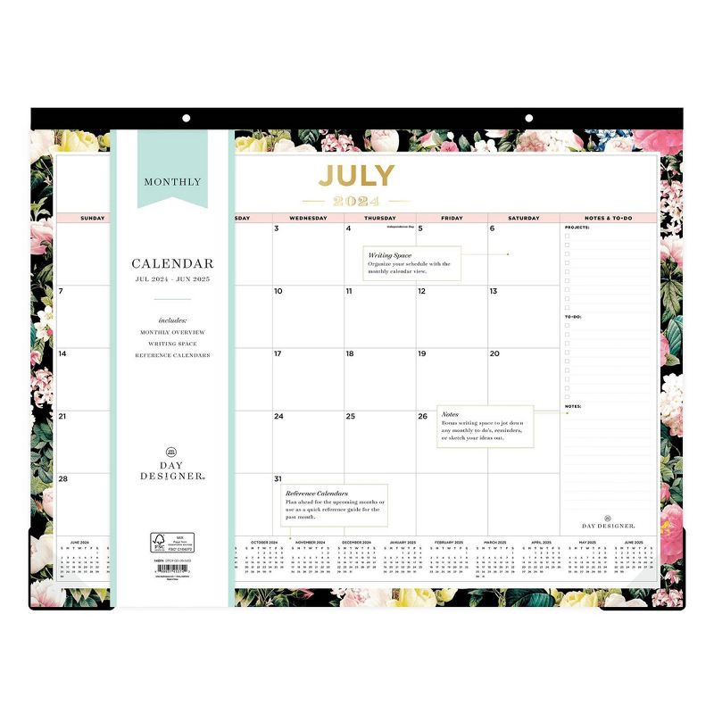 slide 3 of 3, Day Designer 2024-25 Monthly Desk Pad 17"x22" Trim Tape: Perforated Pages, Adult Desk Calendar, July-June Planner, 1 ct