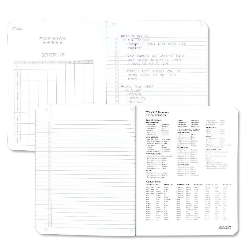 slide 3 of 10, Five Star 80pg College Rule Composition Notebook 9.75"x7.5": Soft Cover, Acid-Free, Sewn Binding, Adult Stationery, 1 ct