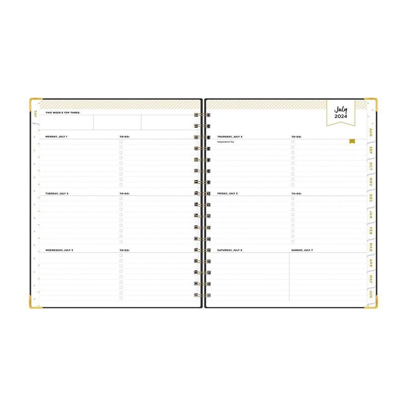 slide 5 of 14, Day Designer 2024-25 Weekly/Monthly Planner 9"x7" Wirebound Fabric Black: July-June, Adult, Tabs, 7x9" Paper, 1 ct
