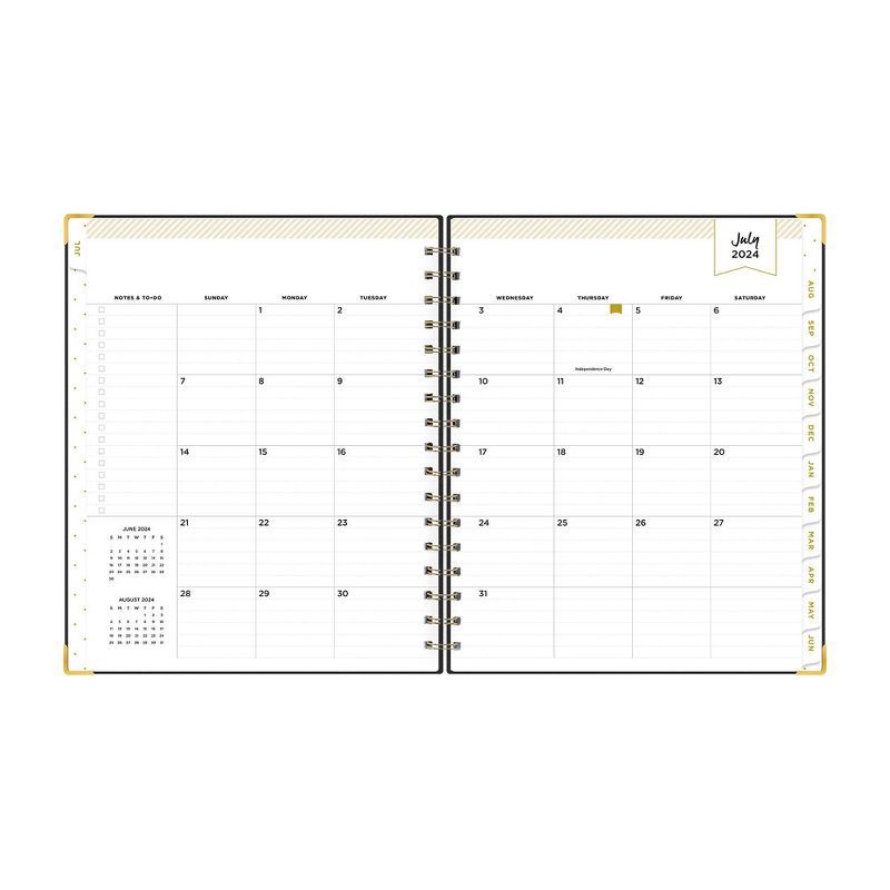 slide 6 of 14, Day Designer 2024-25 Weekly/Monthly Planner 9"x7" Wirebound Fabric Black: July-June, Adult, Tabs, 7x9" Paper, 1 ct