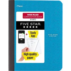 Five Star 80pg Wide Ruled Composition Notebook 9.75"x7.5": Flexible Cover, Acid-Free, Rounded Corners, Adult Stationery