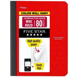 Five Star 80pg Wide Ruled Composition Notebook 9.75"x7.5": Flexible Cover, Acid-Free, Rounded Corners, Adult Stationery