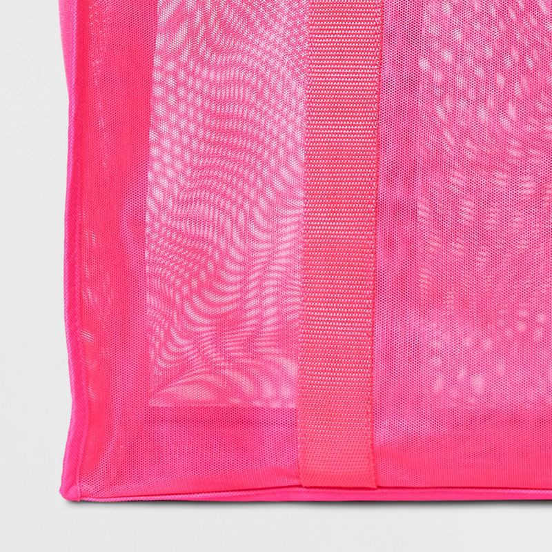 slide 5 of 5, Mesh Tote Handbag - Shade & Shore™ Pink: Polyester Unstructured Beach Bag, 1 ct