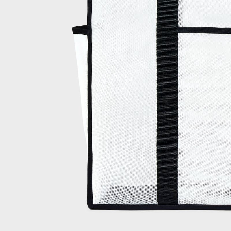 slide 5 of 5, Mesh Tote Handbag - Shade & Shore™ White/Black: Polyester Unstructured Beach Bag, 1 ct