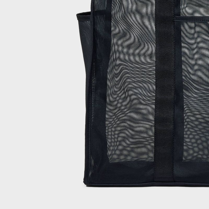 slide 5 of 5, Mesh Tote Handbag - Shade & Shore™ Black: Polyester Unstructured Beach Bag, 1 ct