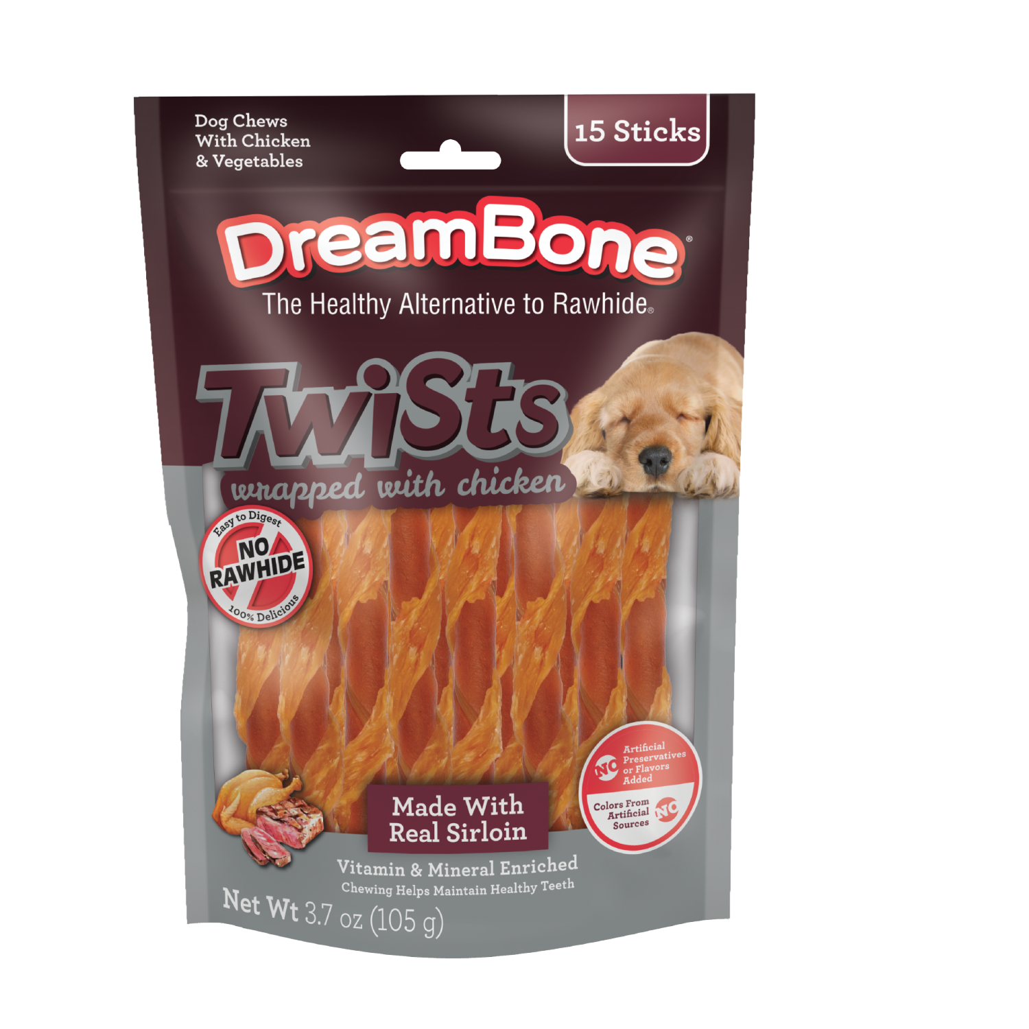 slide 1 of 3, DreamBone Twists Dog Chews with Chicken & Vegetables 15 ea, 15 ct