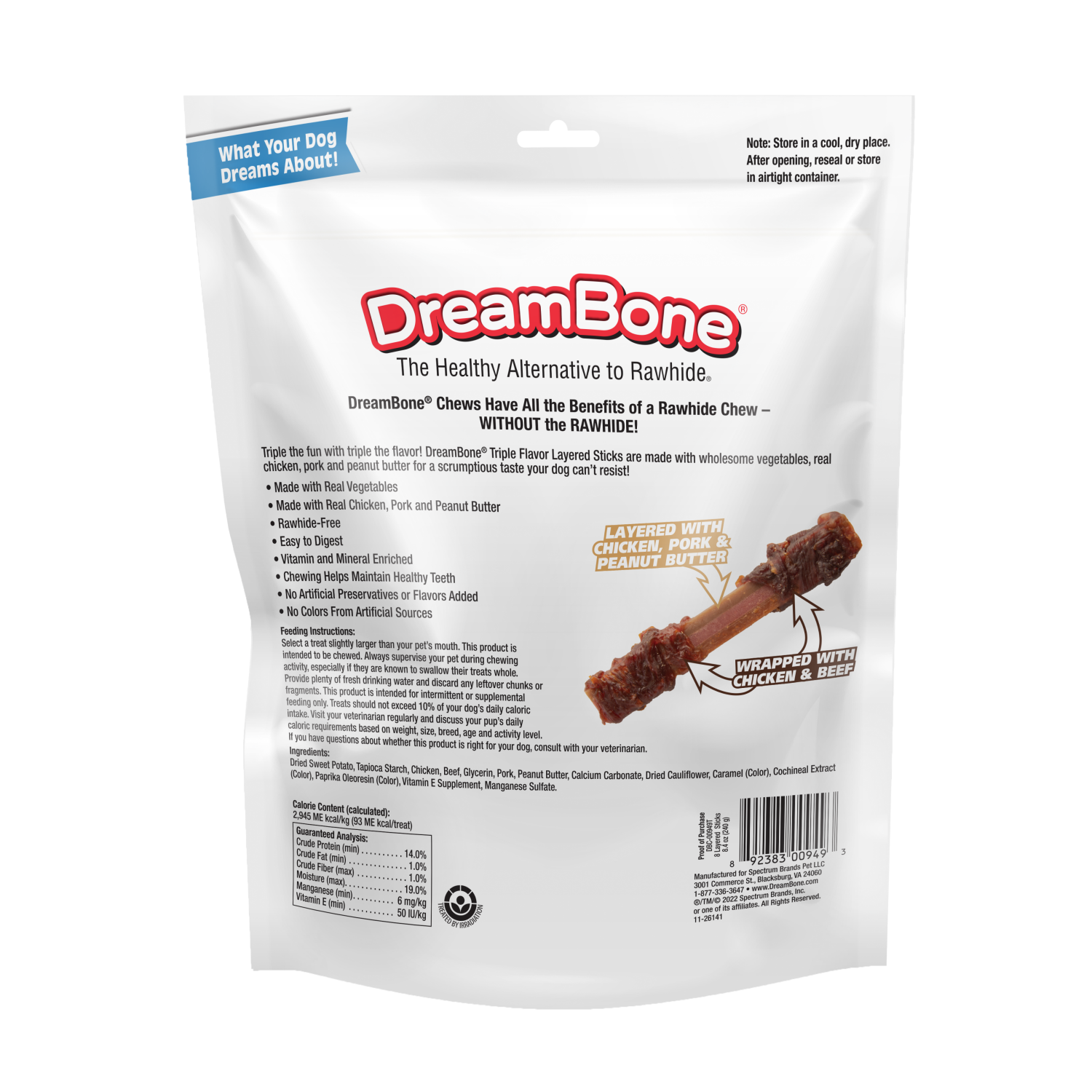 slide 2 of 2, DreamBone Dreambone Layered Stick with Peanut Butter, 8 ct