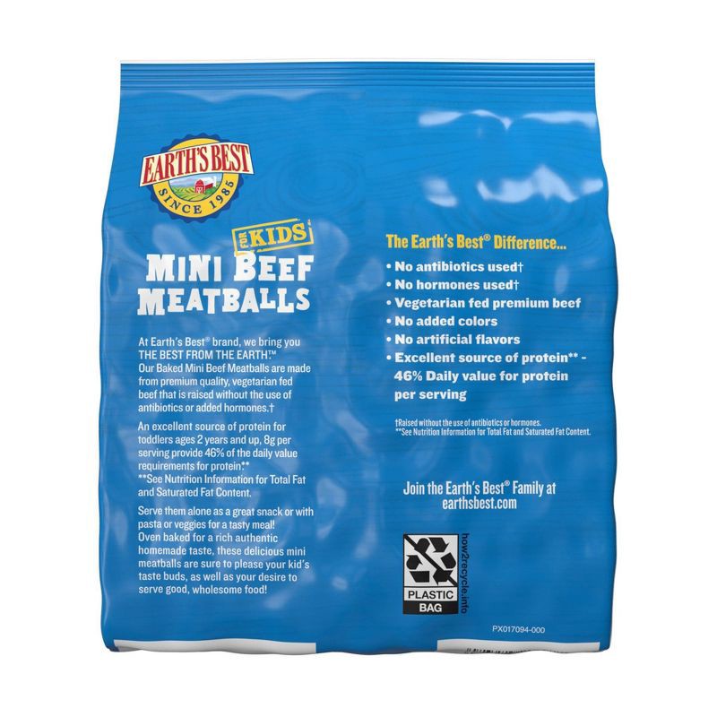 slide 2 of 4, Earth's Best Frozen Premium Baked Mini Beef Meatballs for Kids Family Size - 20oz, 20 oz