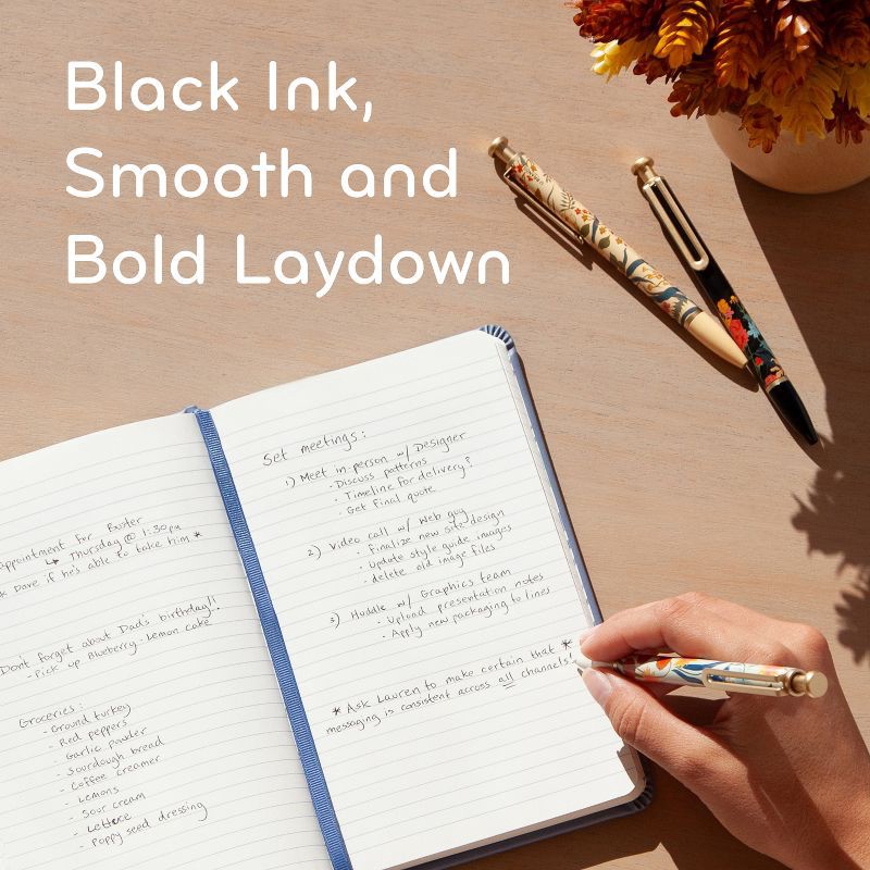 slide 5 of 9, U Brands 3pk Ballpoint Pens Black Ink Monterey Botanical Studies, 3 ct