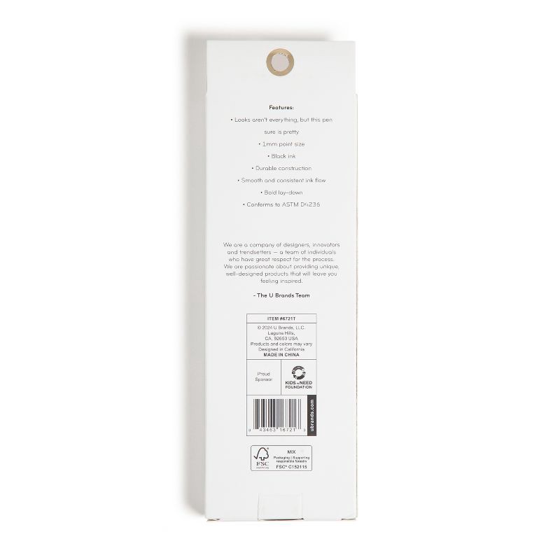 slide 8 of 9, U Brands 3pk Ballpoint Pens Black Ink Monterey Botanical Studies, 3 ct