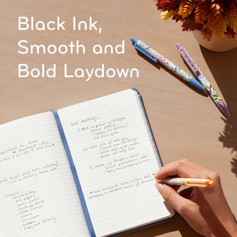 slide 5 of 9, U Brands 6pk Ballpoint Pens Black Ink Laguna Bountiful Bouquet, 6 ct