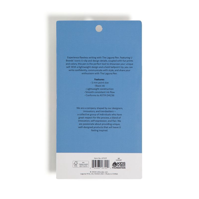 slide 8 of 9, U Brands 6pk Ballpoint Pens Black Ink Laguna Bountiful Bouquet, 6 ct