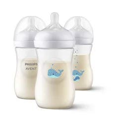 Philips Avent Avent Philips Natural Baby Bottle with Natural Response Nipple - Whales - 9oz/3pk