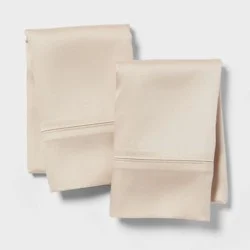 Standard 320 Thread Count Cool TENCEL® Lyocell Pillowcase True Khaki - Threshold™: Sateen, Solid, 2-Pack, 20"x32"
