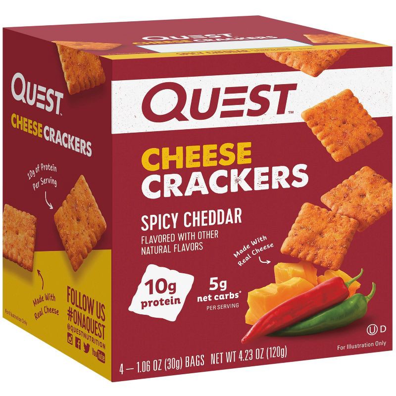 slide 2 of 9, Quest Nutrition Crackers - Spicy Cheddar - 4pk/4.23oz, 4 ct, 4.23 oz