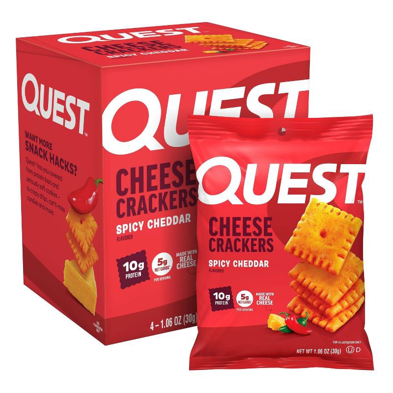 slide 1 of 9, Quest Nutrition Crackers - Spicy Cheddar - 4pk/4.23oz, 4 ct, 4.23 oz