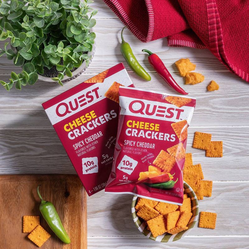 slide 5 of 9, Quest Nutrition Crackers - Spicy Cheddar - 4pk/4.23oz, 4 ct, 4.23 oz