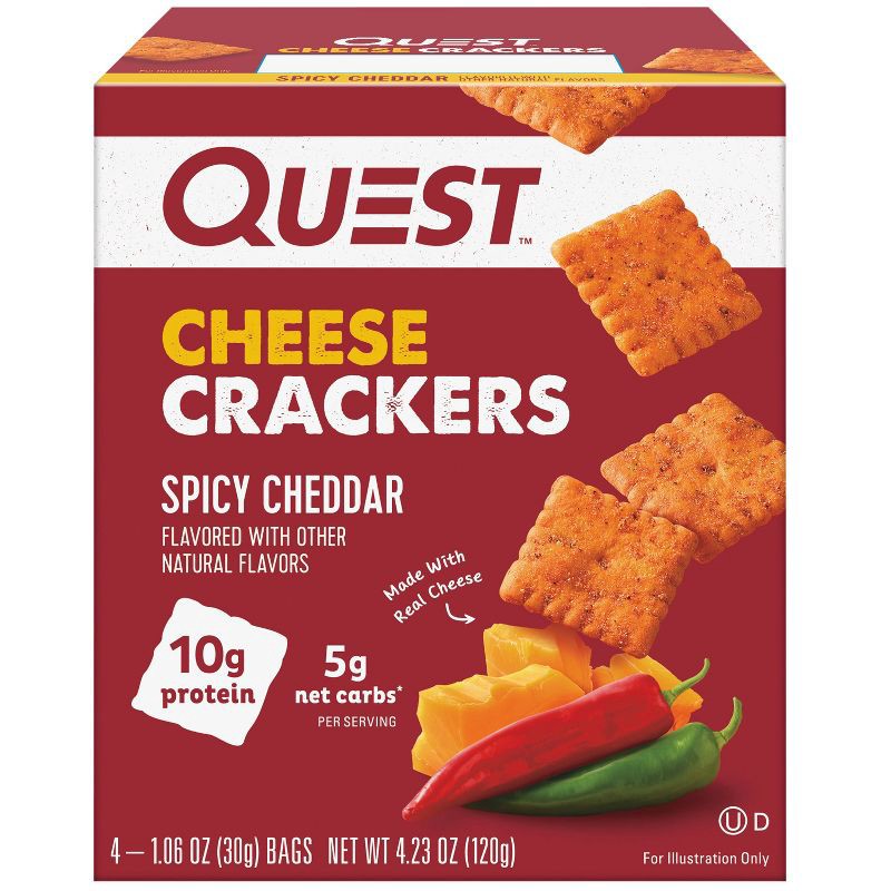 slide 1 of 9, Quest Nutrition Crackers - Spicy Cheddar - 4pk/4.23oz, 4 ct, 4.23 oz