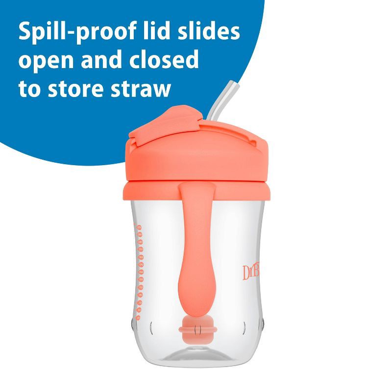 slide 5 of 8, Dr. Brown's Milestones 9 fl oz Baby's First Straw Cup - Coral, 9 fl oz