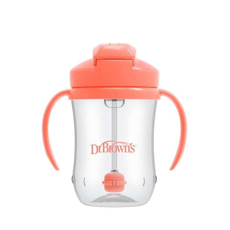 slide 8 of 8, Dr. Brown's Milestones 9 fl oz Baby's First Straw Cup - Coral, 9 fl oz