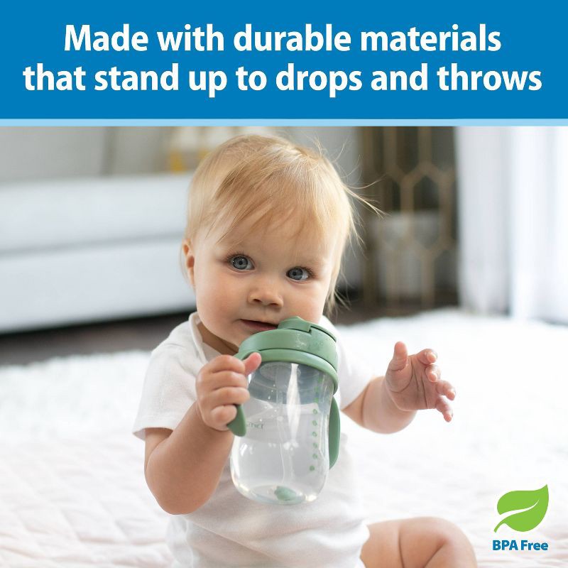 slide 8 of 10, Dr. Brown's Milestones 9 fl oz Baby's First Straw Cup - Sage, 9 fl oz