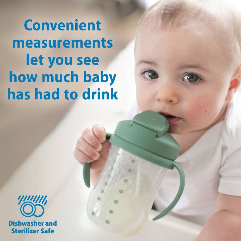 slide 9 of 10, Dr. Brown's Milestones 9 fl oz Baby's First Straw Cup - Sage, 9 fl oz