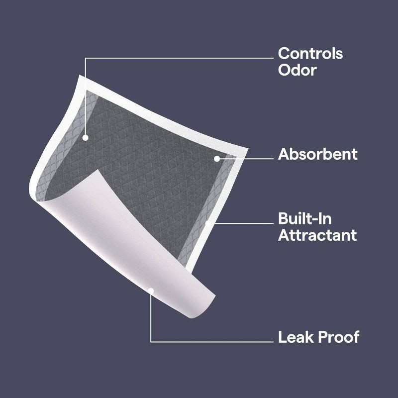 slide 5 of 5, Puppy and Adult Dog Unscented Activated Charcoal Training Pads - L - 50ct - up&up™, 50 ct