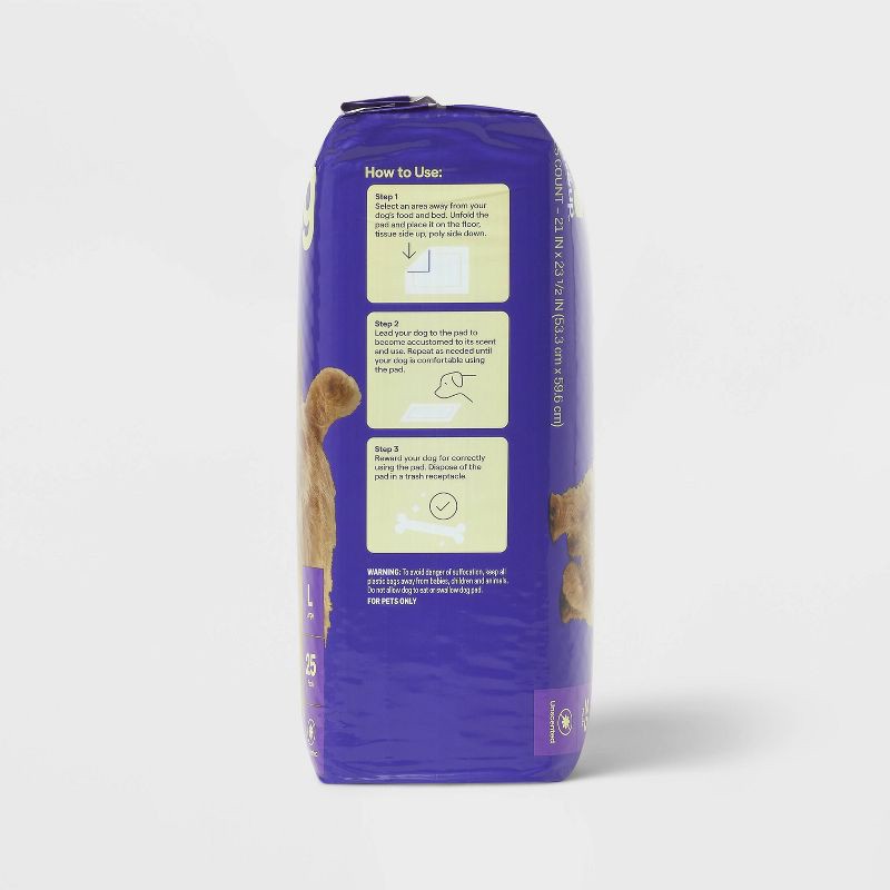 slide 4 of 5, Puppy and Adult Dog Extra Absorbency Heavy Duty Training Pads - L - 25ct - up&up™, 25 ct