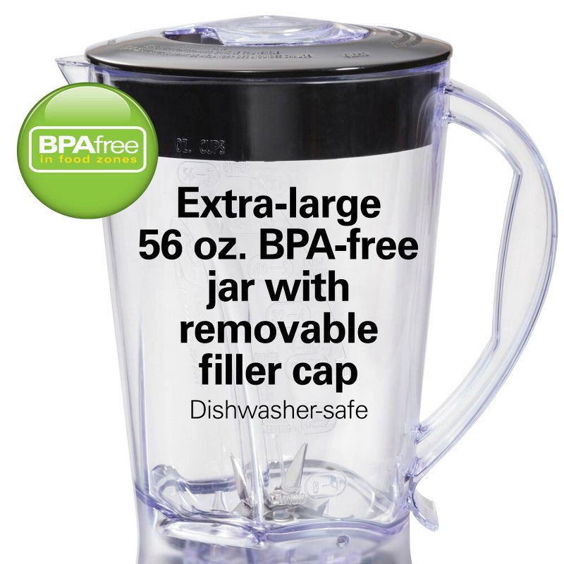 slide 6 of 9, Hamilton Beach Smoothie Blender 56oz 10 Speed Black 50190J: Best Rated Kitchen Blender, 650W, Dishwasher-Safe Parts, 56 oz