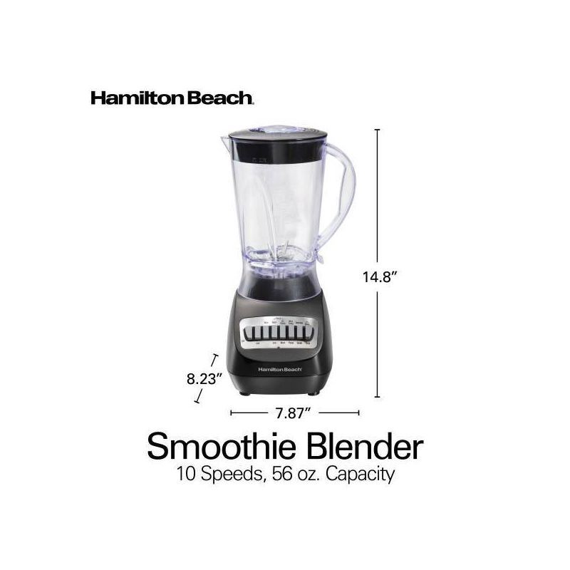 slide 8 of 9, Hamilton Beach Smoothie Blender 56oz 10 Speed Black 50190J: Best Rated Kitchen Blender, 650W, Dishwasher-Safe Parts, 56 oz