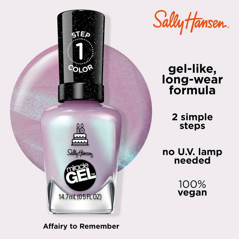 slide 5 of 10, Sally Hansen Miracle Gel Nail Polish - 532 Affairy to Remember - 0.5 fl oz, 0.5 fl oz