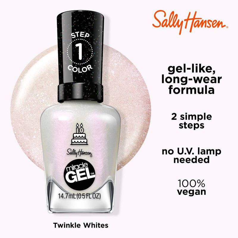 slide 5 of 10, Sally Hansen Miracle Gel Nail Polish - 730 Twinkle Whites - 0.5 fl oz, 0.5 fl oz